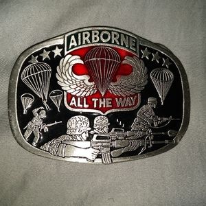 Airborne All The Way Enamel Belt Buckle 1985 #1677